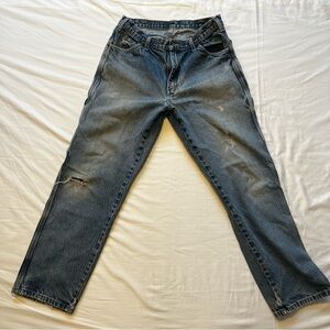 Dickies Men's Distressed, Relaxed Fit Carpenter Blue Jeans